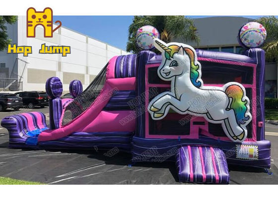 Diapositiva combinada inflable del castillo animoso comercial de Unicorn Kids Inflatable Bouncer Combo que despide el castillo