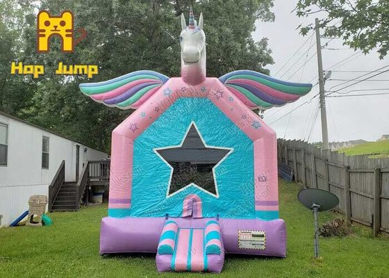 PVC al aire libre interior Unicorn Bouncy Castle With Slide de 0.55m m