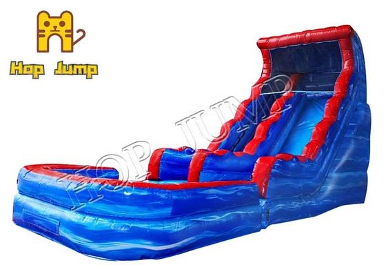 Partido inflable seco mojado de mármol azul del tobogán acuático del parque el 18ft del agua de la diapositiva