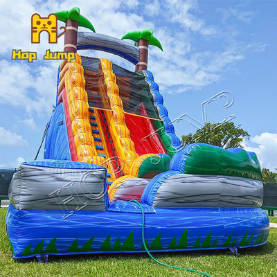 diapositiva inflable comercial del tobogán acuático tropical de mármol de los 22ft con la piscina para los adolescentes